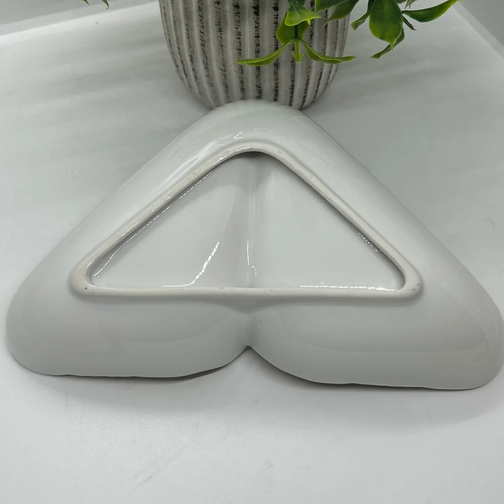 Floral Ceramic Dish with Gold Accent